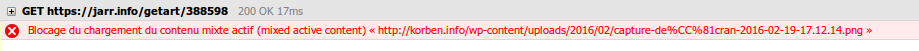 du contenu bloqué (en rouge) car non sécure